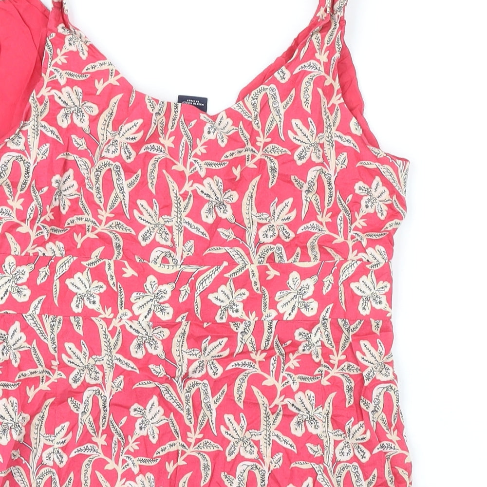 Gap Womens Pink Floral 100% Cotton Basic Blouse Size S V-Neck