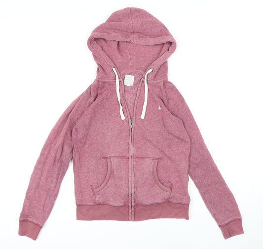 Jack Wills Womens Pink Cotton Full Zip Hoodie Size 10 Zip