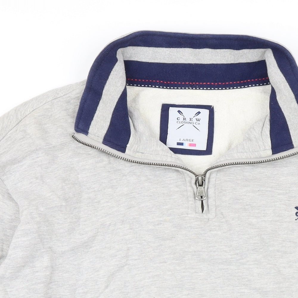 Crew Clothing Mens Grey Cotton Henley Hoodie Size L