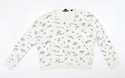 Scotch & Soda Womens White Houndstooth 100% Cotton Pullover Sweatshirt Size 2