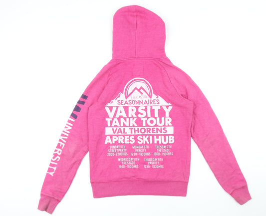 Jack Wills Womens Pink Polyester Pullover Hoodie Size 8