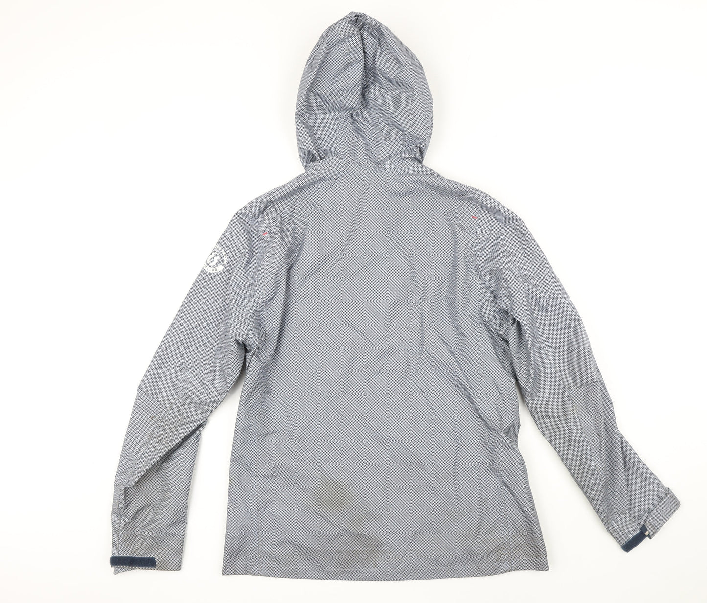 DECATHLON Womens Blue Geometric Rain Coat Jacket Size S Zip