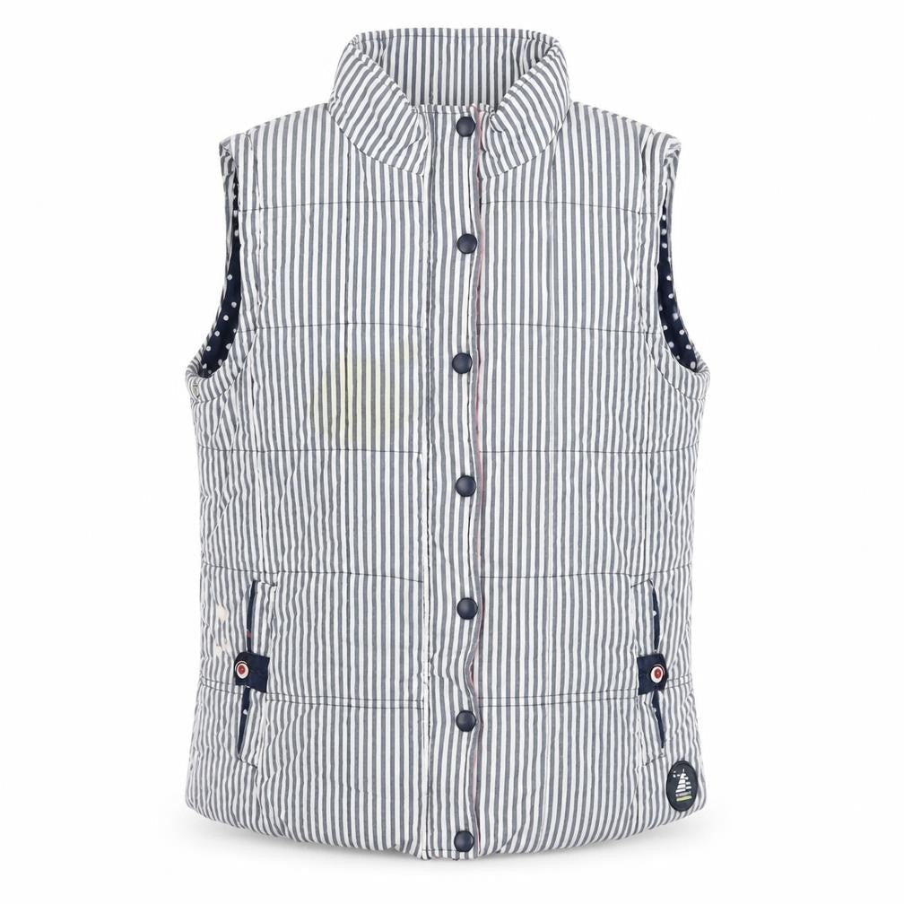 Ruots Womens Grey Striped Gilet Waistcoat Size 12 Zip