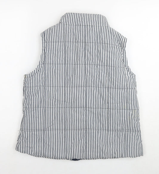 Ruots Womens Grey Striped Gilet Waistcoat Size 12 Zip