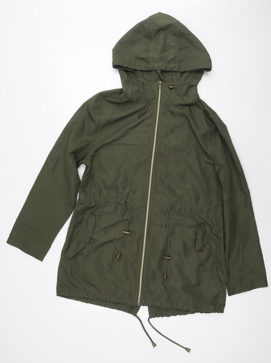 Parka In A Pocket Womens Green Jacket Size 6 Zip - Size 6-8