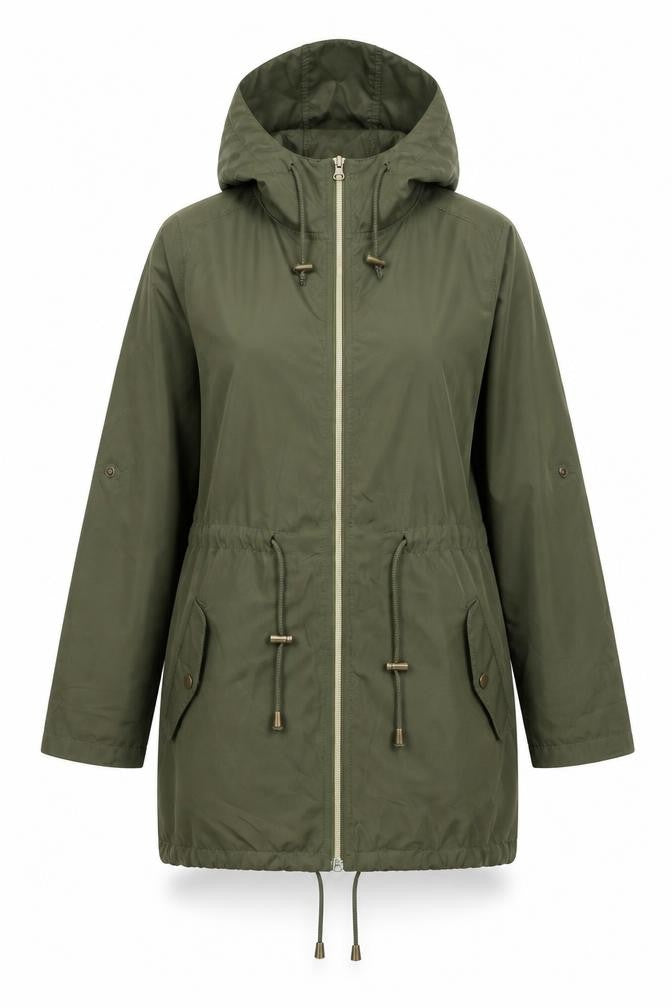 Parka In A Pocket Womens Green Jacket Size 6 Zip - Size 6-8