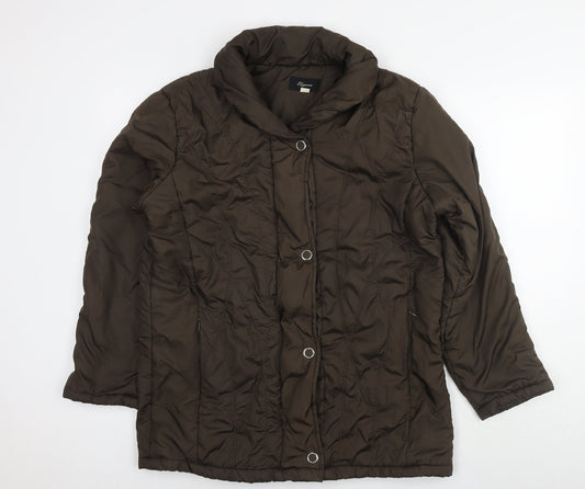 Elegance Womens Brown Quilted Jacket Size 16 Zip
