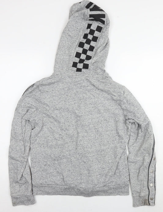 PINK Womens Grey Cotton Full Zip Hoodie Size L Zip - Logo