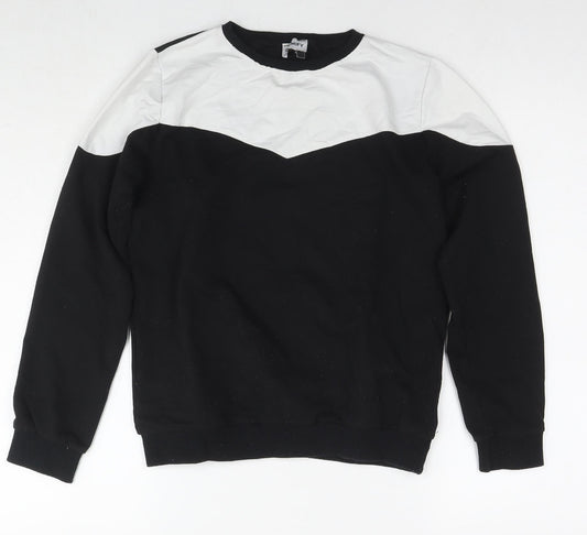 Glamify Womens Black Colourblock Cotton Pullover Sweatshirt Size 10 Pullover
