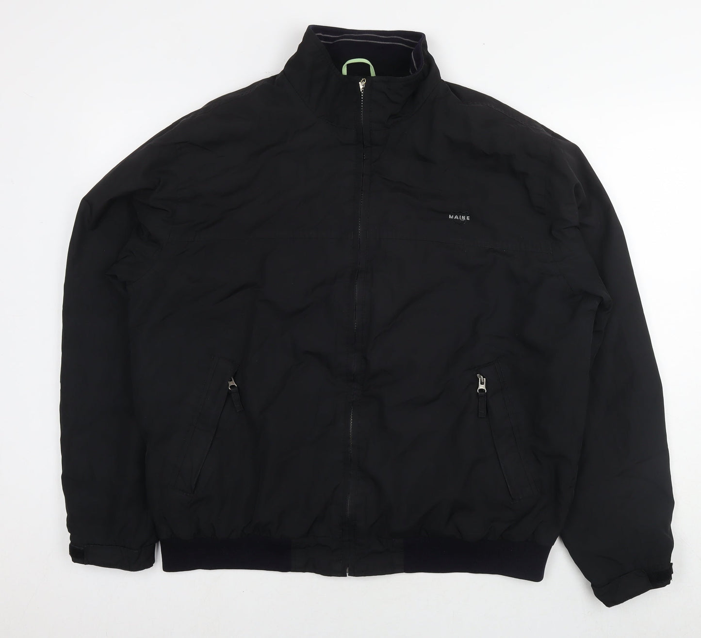 Maine Mens Black Bomber Jacket Jacket Size L Zip