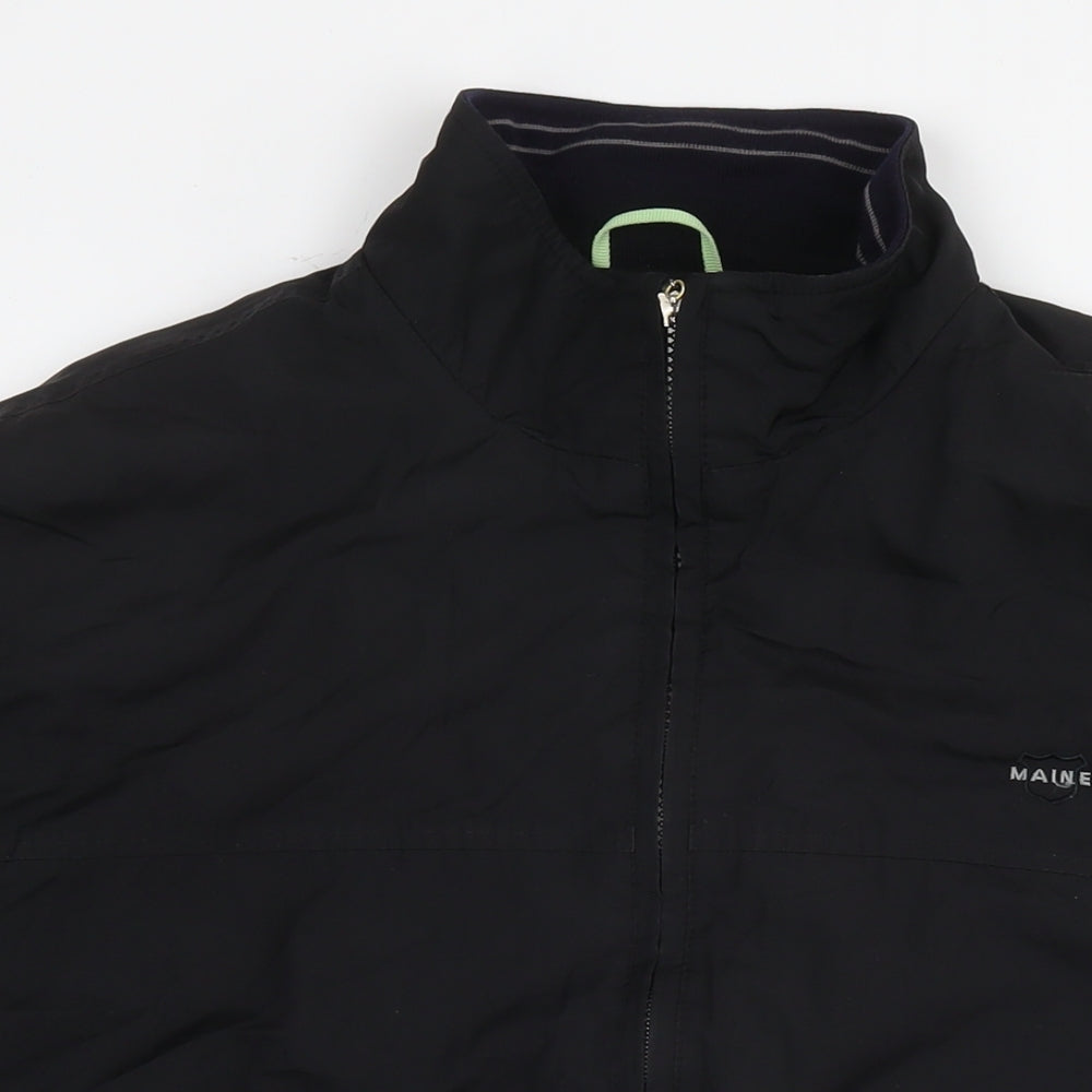 Maine Mens Black Bomber Jacket Jacket Size L Zip