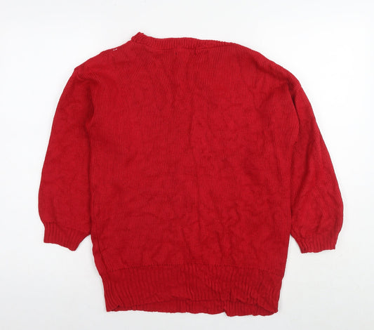 AC Signature Girls Red Round Neck Polyester Tunic Jumper Size 9 Years Pullover - Christmas Jumper Penguin