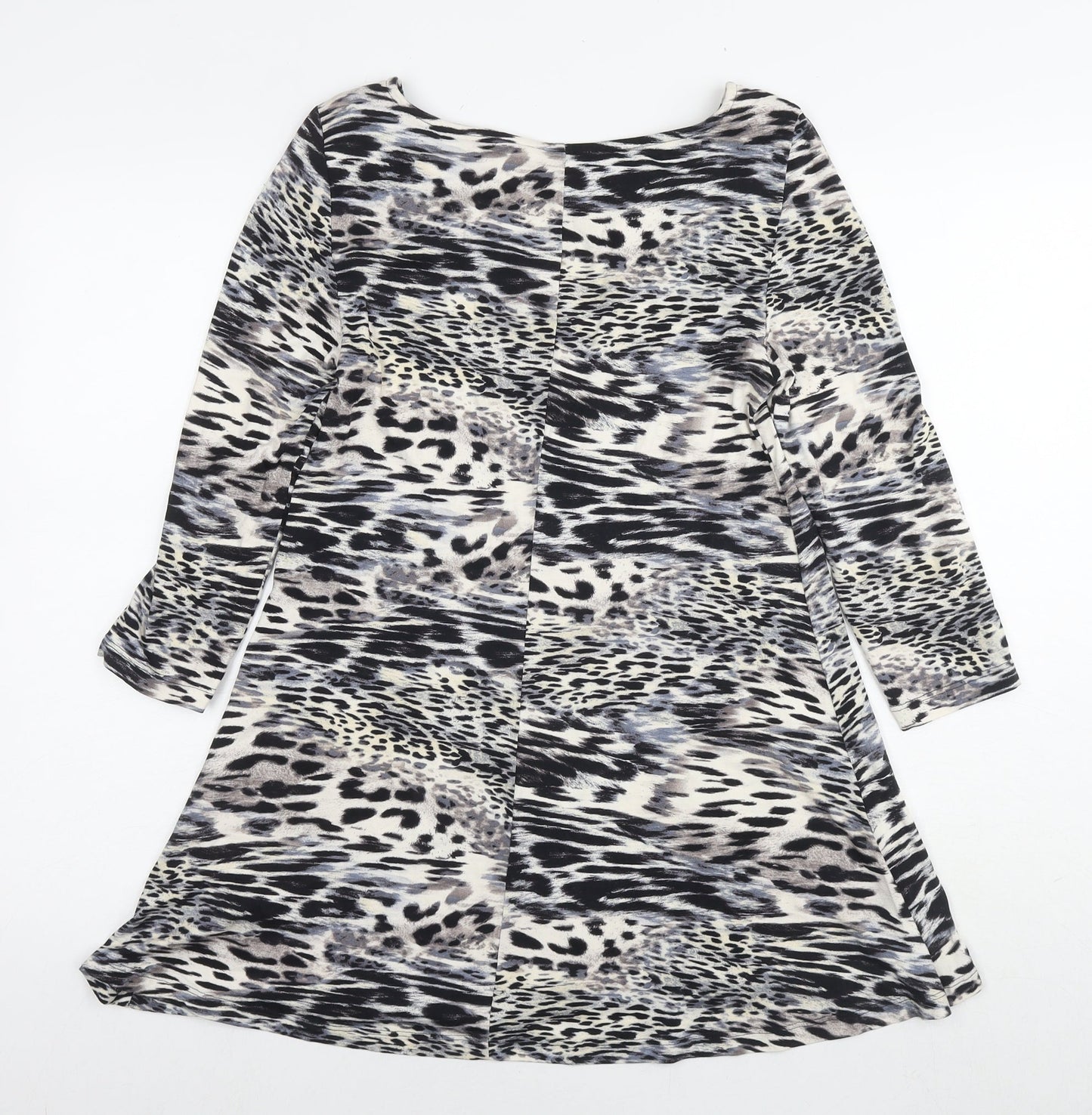 Marks and Spencer Womens Grey Animal Print Viscose Basic Blouse Size 8 Round Neck - Leopard Print