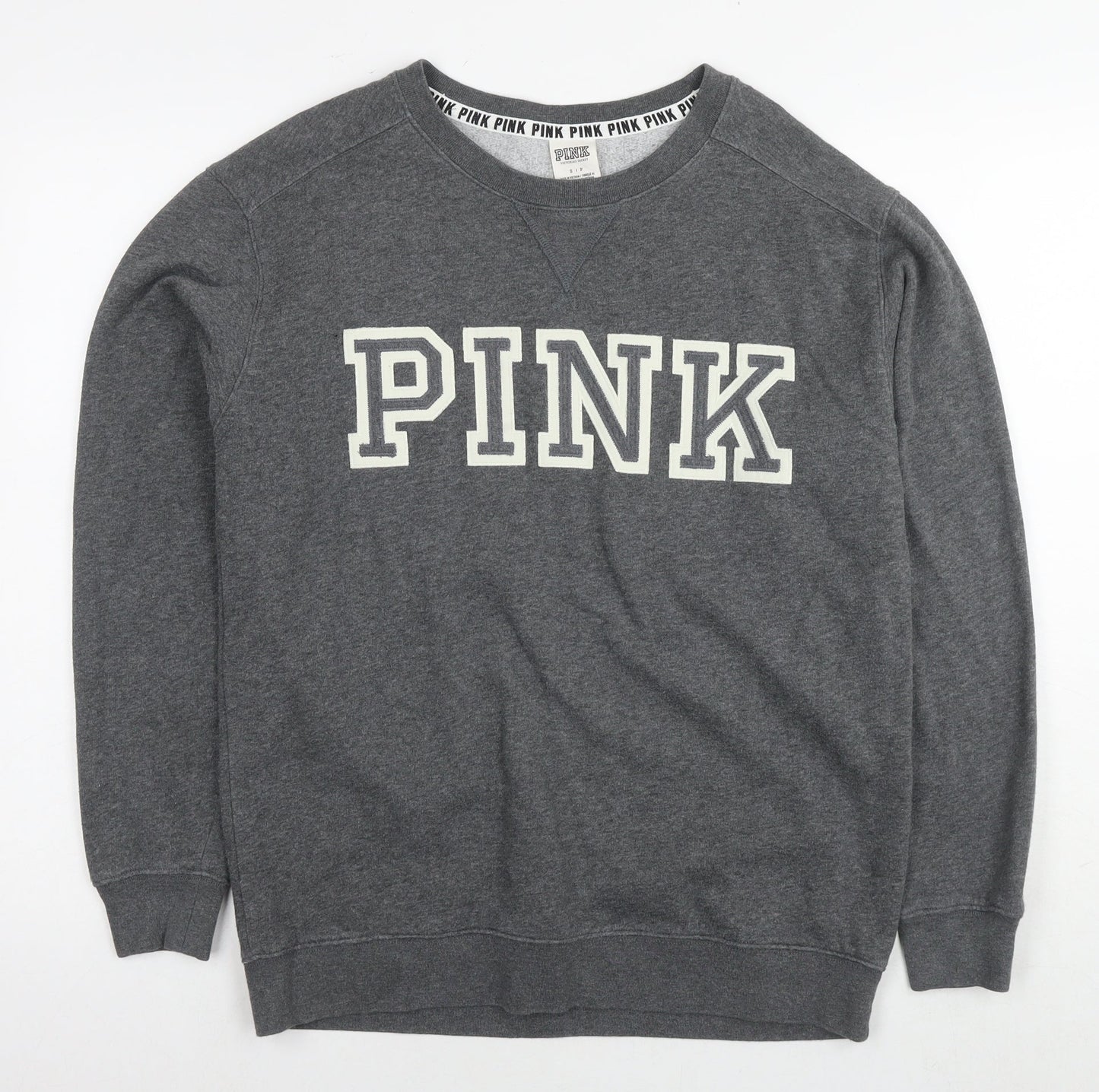 PINK Womens Grey Cotton Pullover Sweatshirt Size S Pullover