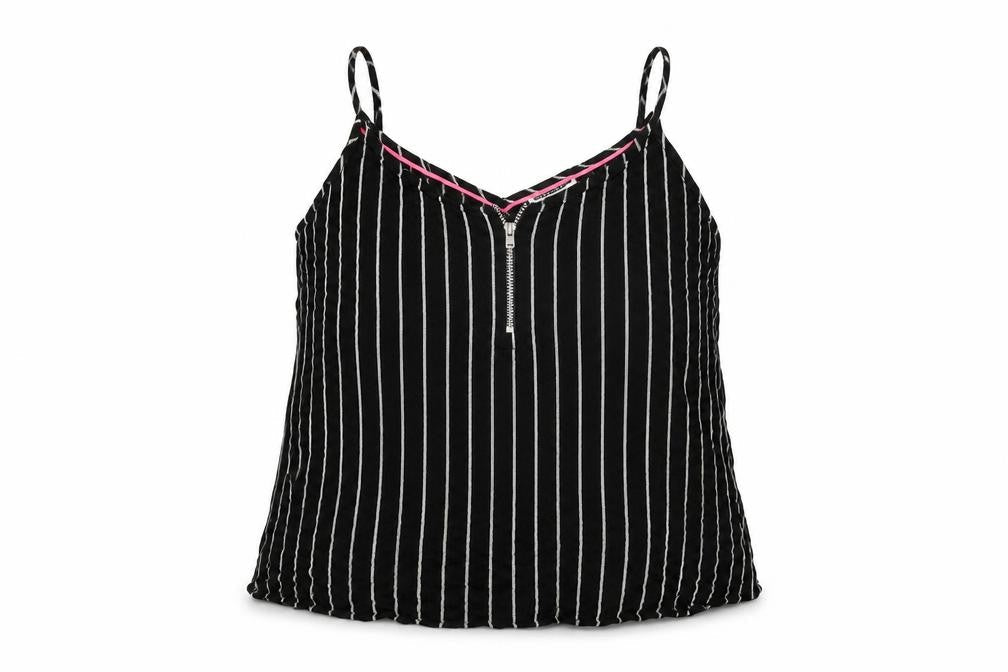 Noisy May Womens Black Striped Viscose Camisole T-Shirt Size S V-Neck