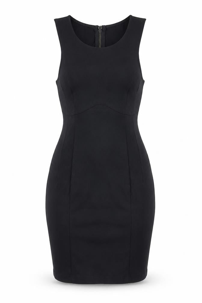H&M Womens Black Cotton Mini Size 6 Round Neck Zip - Cut Out Back