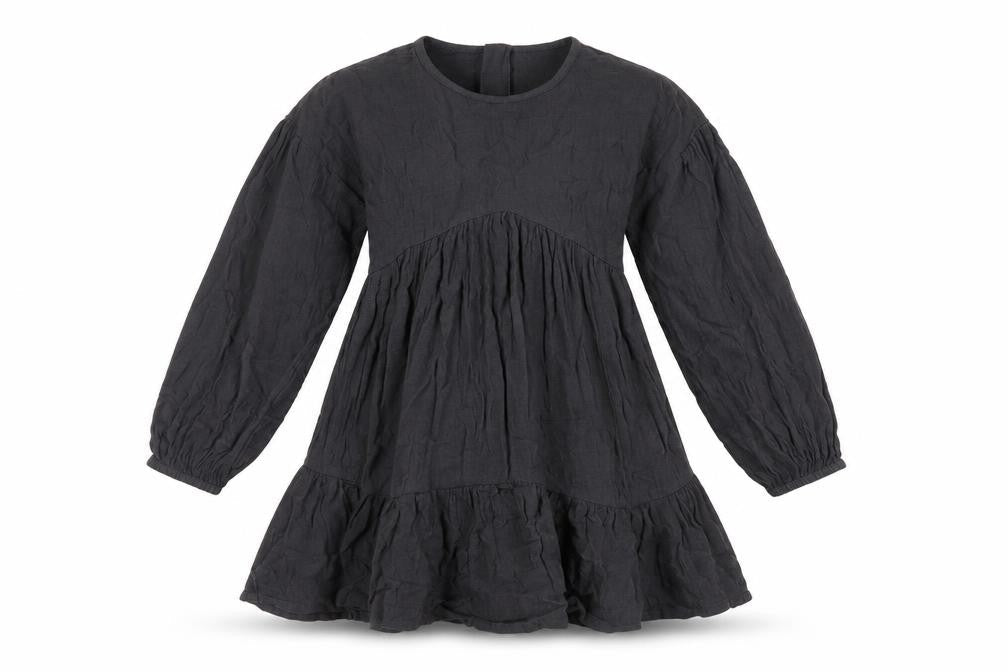 Marks & Spencer Girls Grey Cotton Fit & Flare Size 8-9 Years Round Neck Zip - Ruffle