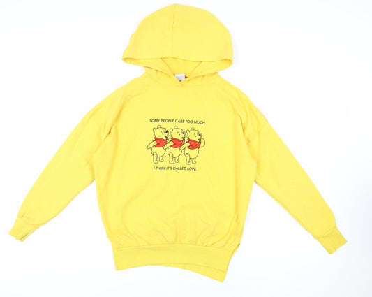 Disney Womens Yellow Polyester Pullover Hoodie Size XS Pullover - Winnie The Pooh