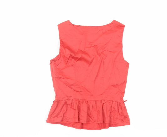 Therapy Womens Red Cotton Basic Tank Size 8 Boat Neck - Ruffle