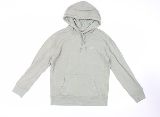 Hollister Mens Green Cotton Pullover Hoodie Size XS - Logo Pockets