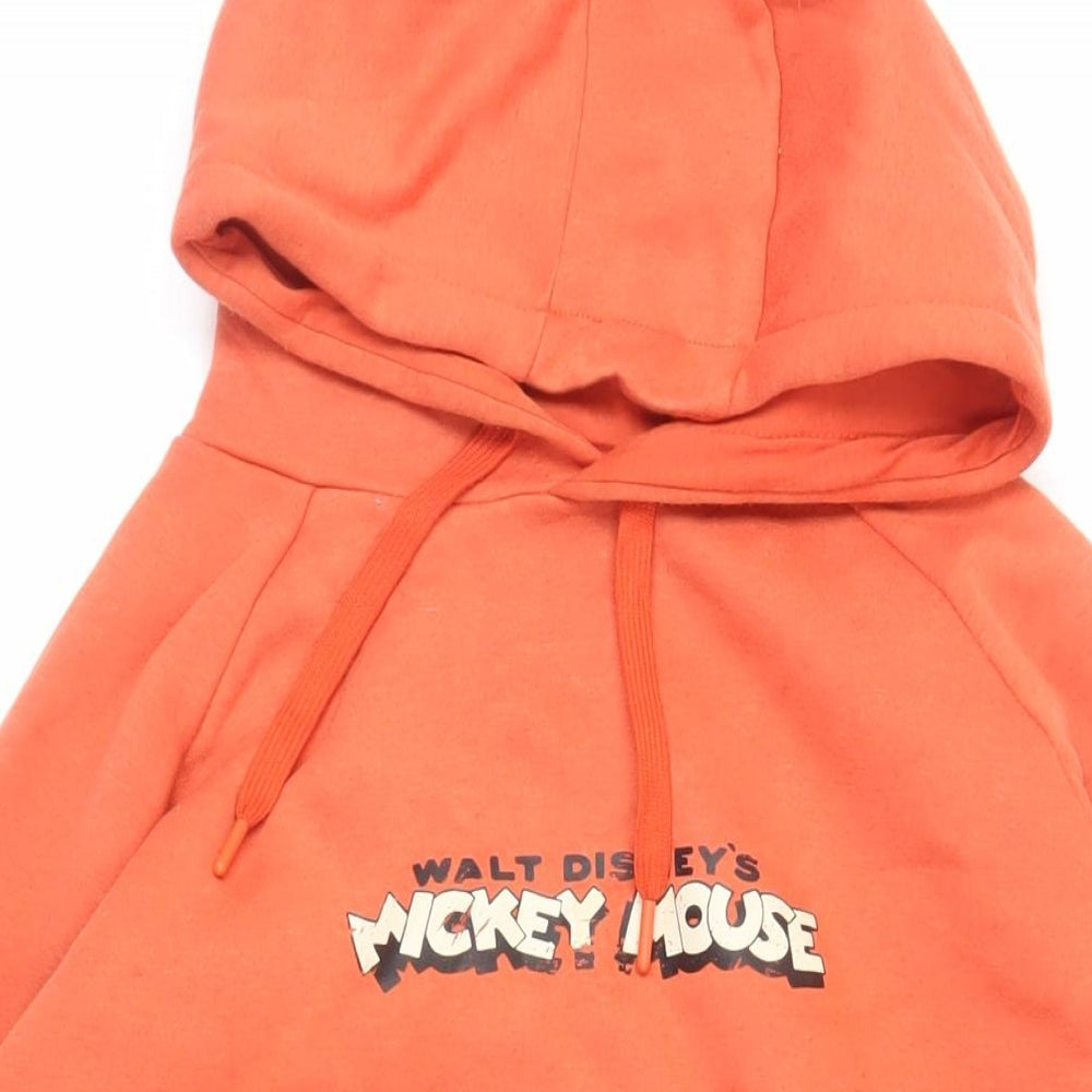 Disney Womens Orange Polyester Pullover Hoodie Size S Pullover - Mickey Mouse