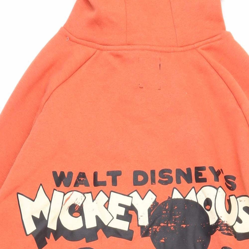 Disney Womens Orange Polyester Pullover Hoodie Size S Pullover - Mickey Mouse