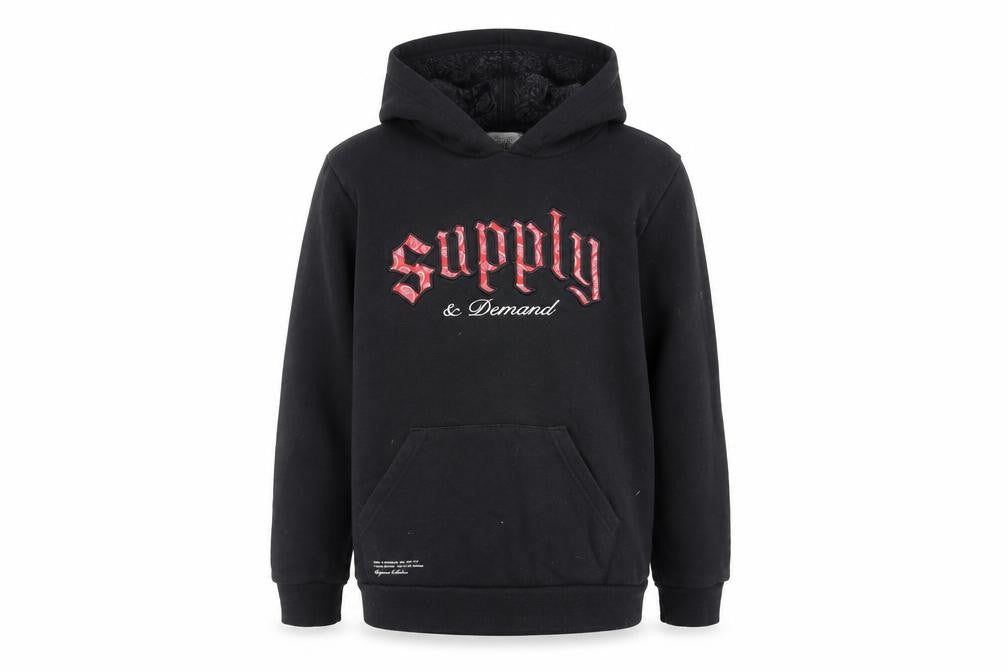 Supply & Demand Co. Boys Black Cotton Pullover Hoodie Size 13-14 Years Pullover - Logo