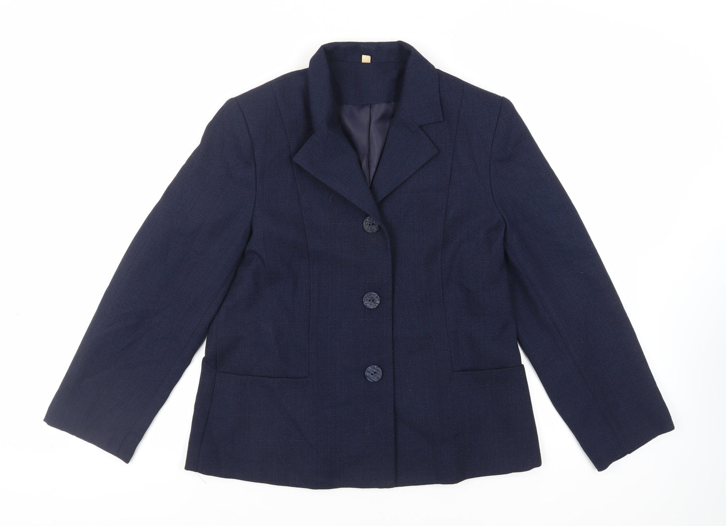 EWM Womens Blue Jacket Blazer Size 14 Button