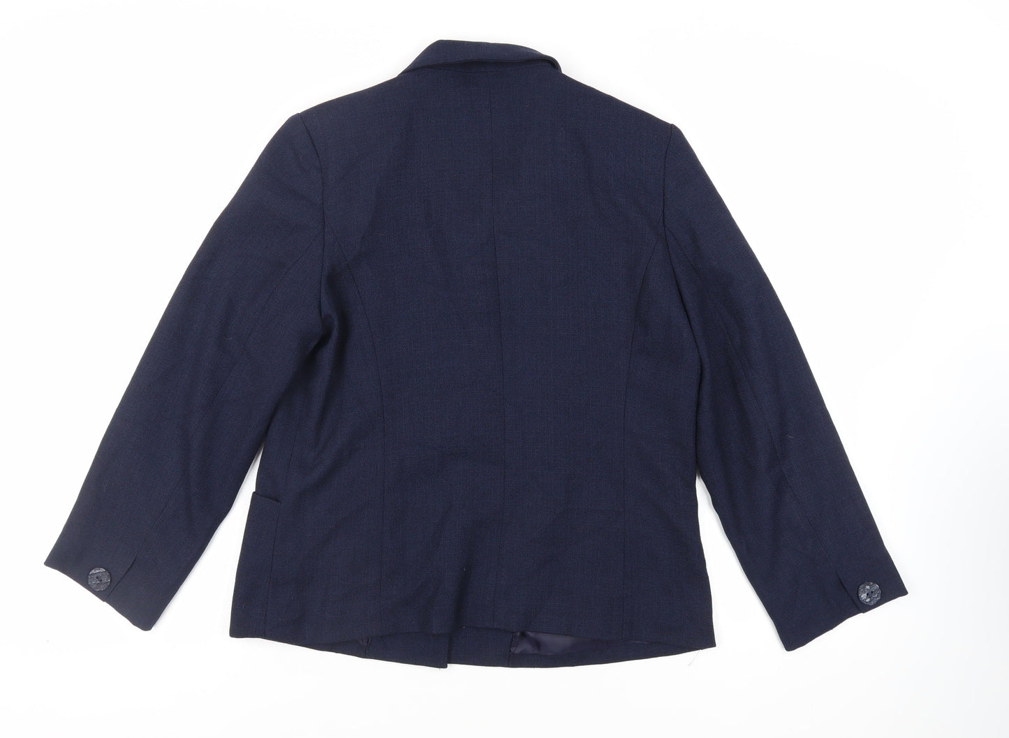EWM Womens Blue Jacket Blazer Size 14 Button