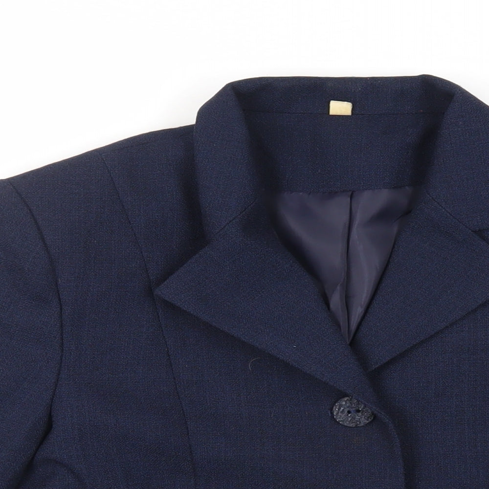 EWM Womens Blue Jacket Blazer Size 14 Button