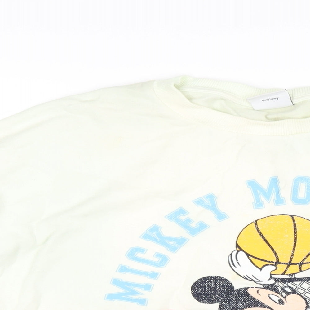 Disney Womens Yellow Cotton Pullover Sweatshirt Size 16 Pullover - Mickey Mouse Basketball