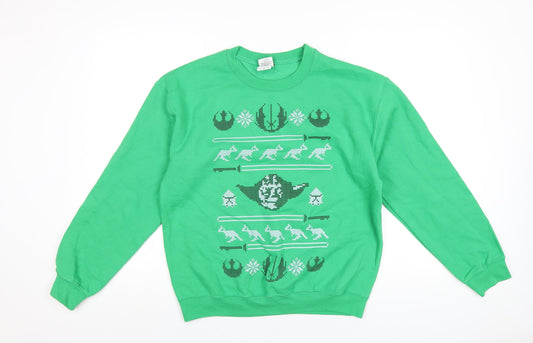 Star Wars Mens Green Cotton Pullover Sweatshirt Size M - Star Wars Christmas