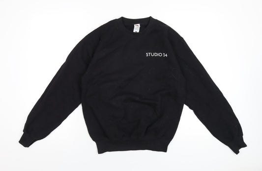 Studio Thirty Four Womens Black Cotton Pullover Sweatshirt Size S Pullover