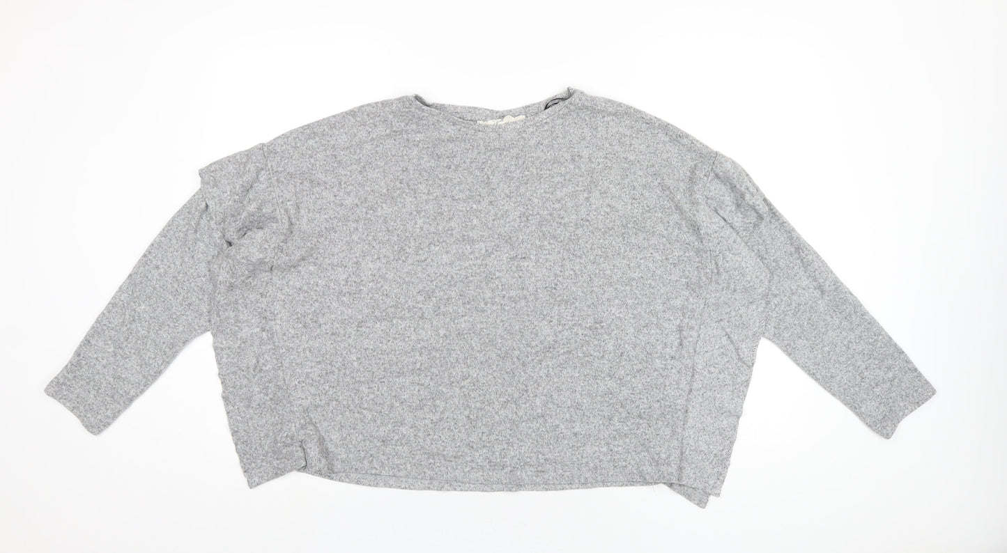 H&M Womens Grey Viscose Basic T-Shirt Size S Round Neck