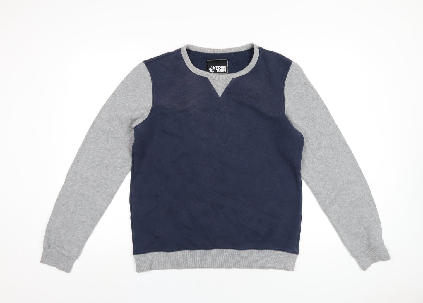 Your Turn Mens Blue Cotton Pullover Sweatshirt Size M