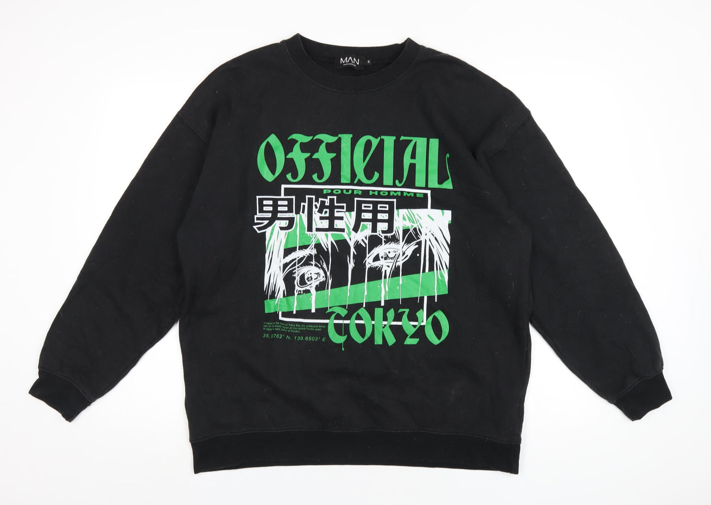 Boohoo Mens Black Polyester Pullover Sweatshirt Size S