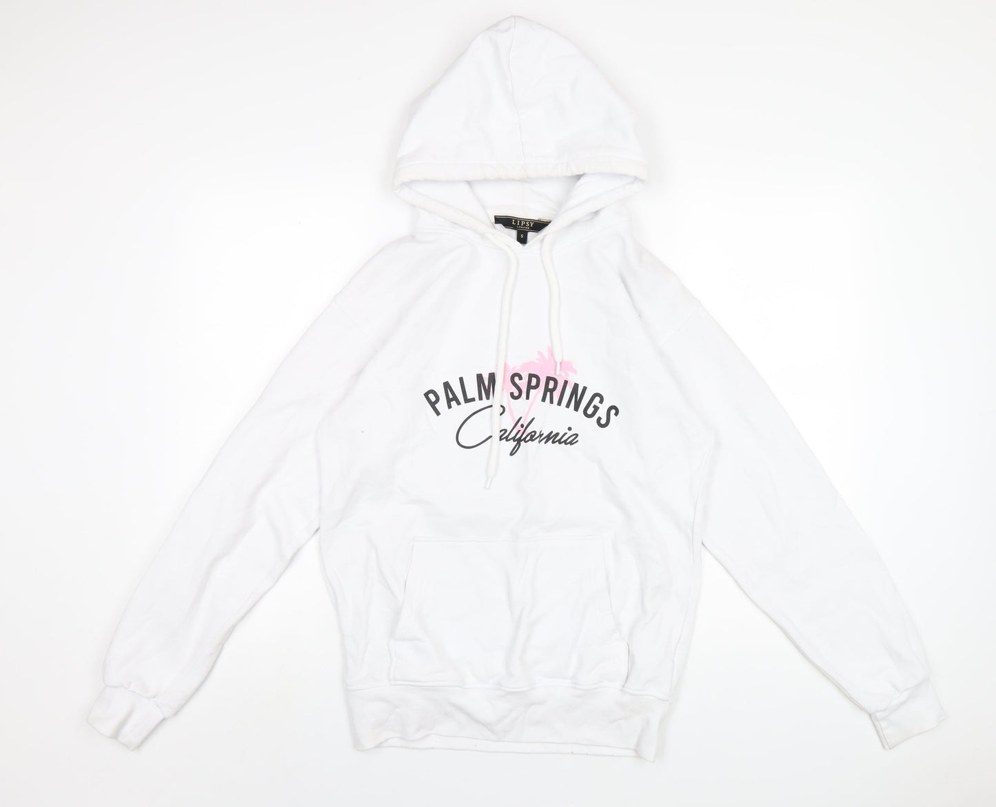 Lipsy Womens White Cotton Pullover Hoodie Size S Pullover