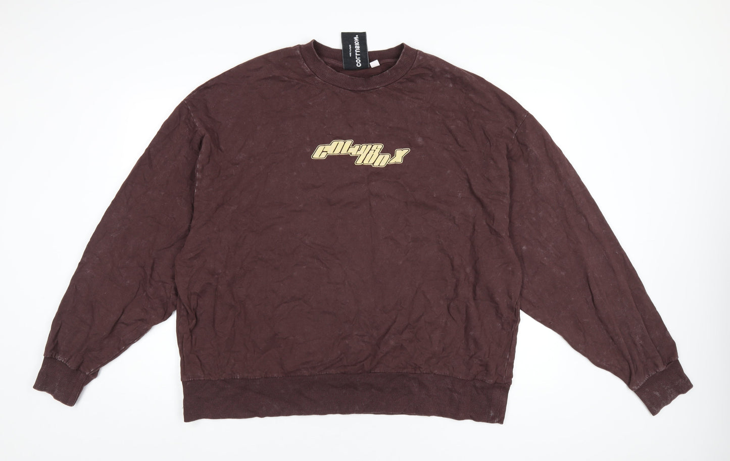 COLLUSION Womens Brown Cotton Pullover Sweatshirt Size L Pullover
