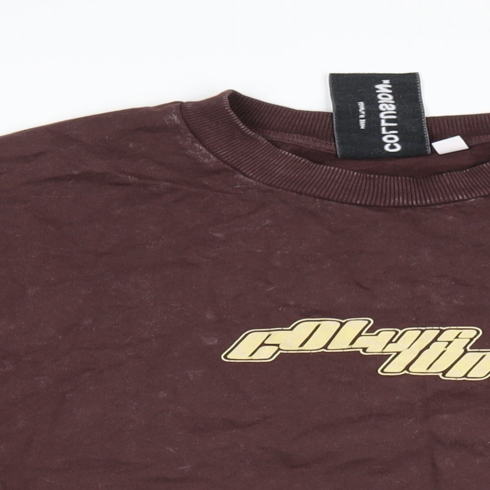 COLLUSION Womens Brown Cotton Pullover Sweatshirt Size L Pullover