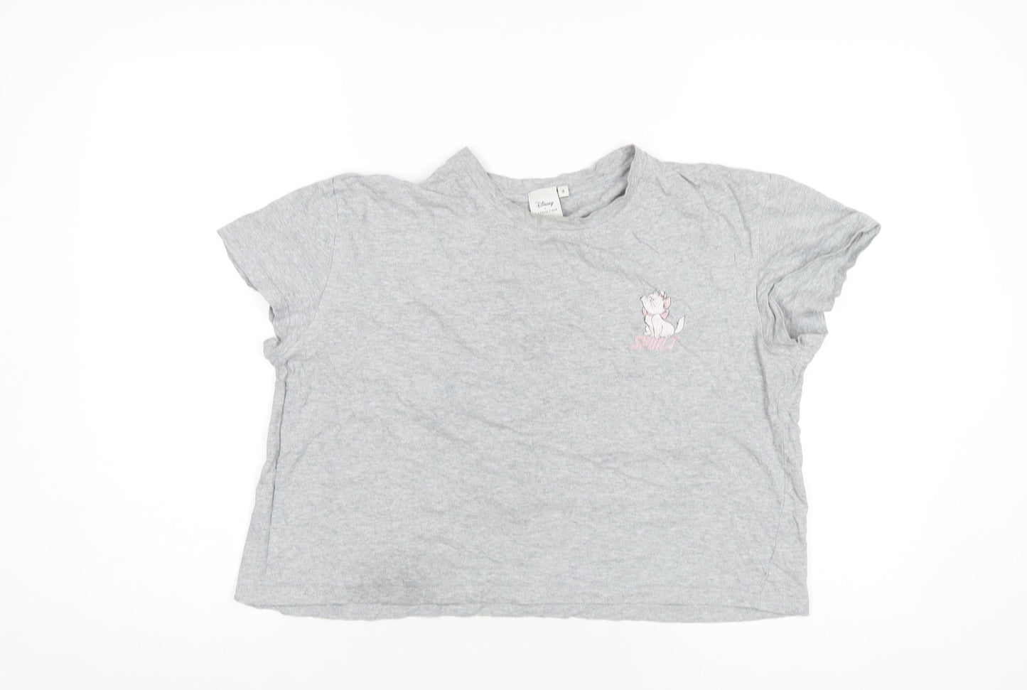Disney Womens Grey Cotton Basic T-Shirt Size M Round Neck - Aristocats Marie