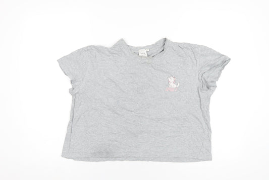 Disney Womens Grey Cotton Basic T-Shirt Size M Round Neck - Aristocats Marie