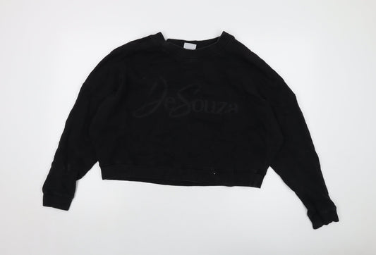 De Souza Womens Black Cotton Pullover Sweatshirt Size S Pullover