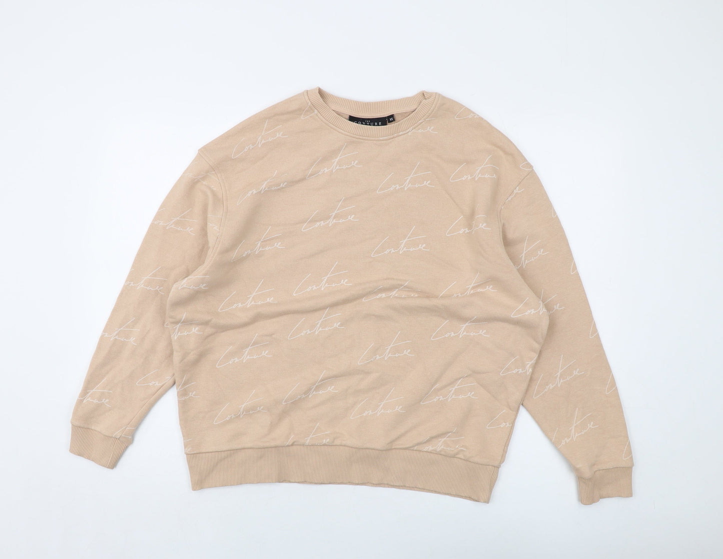 The Couture Club Womens Pink Geometric Cotton Pullover Sweatshirt Size XS Pullover