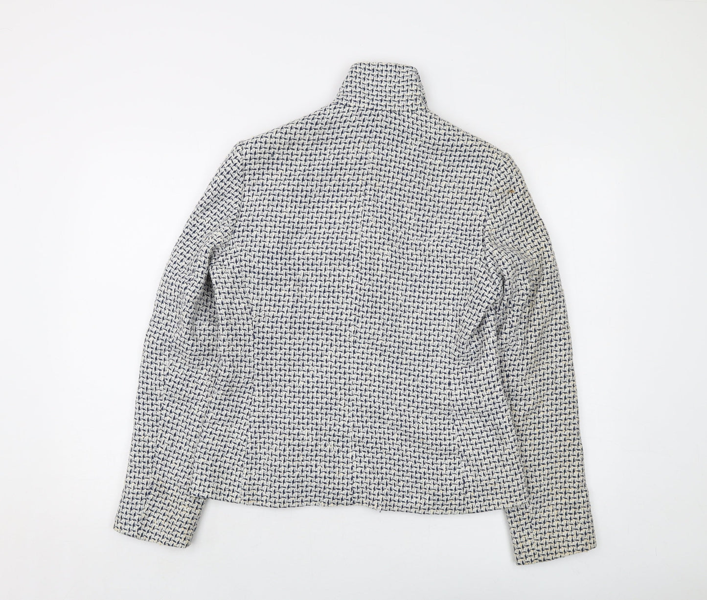 Marks and Spencer Womens Blue Geometric Jacket Size 10 Zip