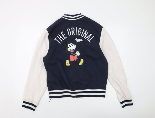 Disney Womens Blue Cotton Pullover Sweatshirt Size XS Snap - Mickey Mouse