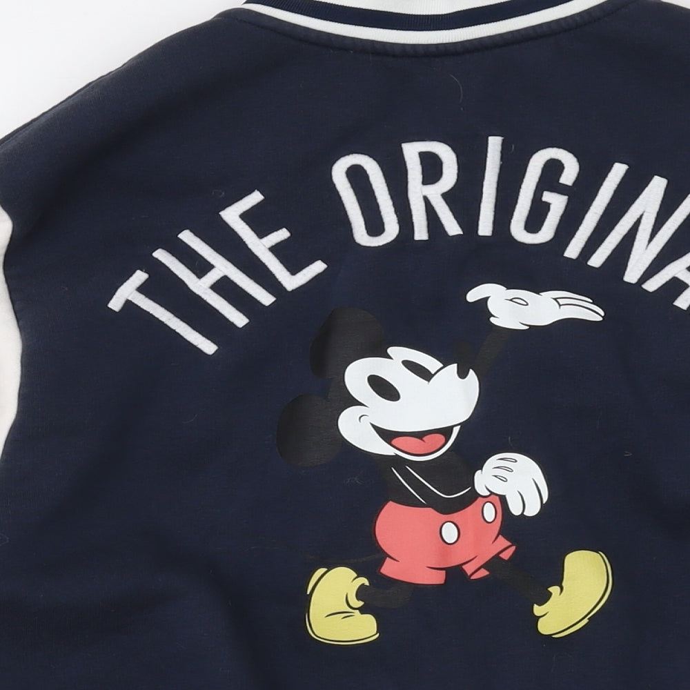 Disney Womens Blue Cotton Pullover Sweatshirt Size XS Snap - Mickey Mouse