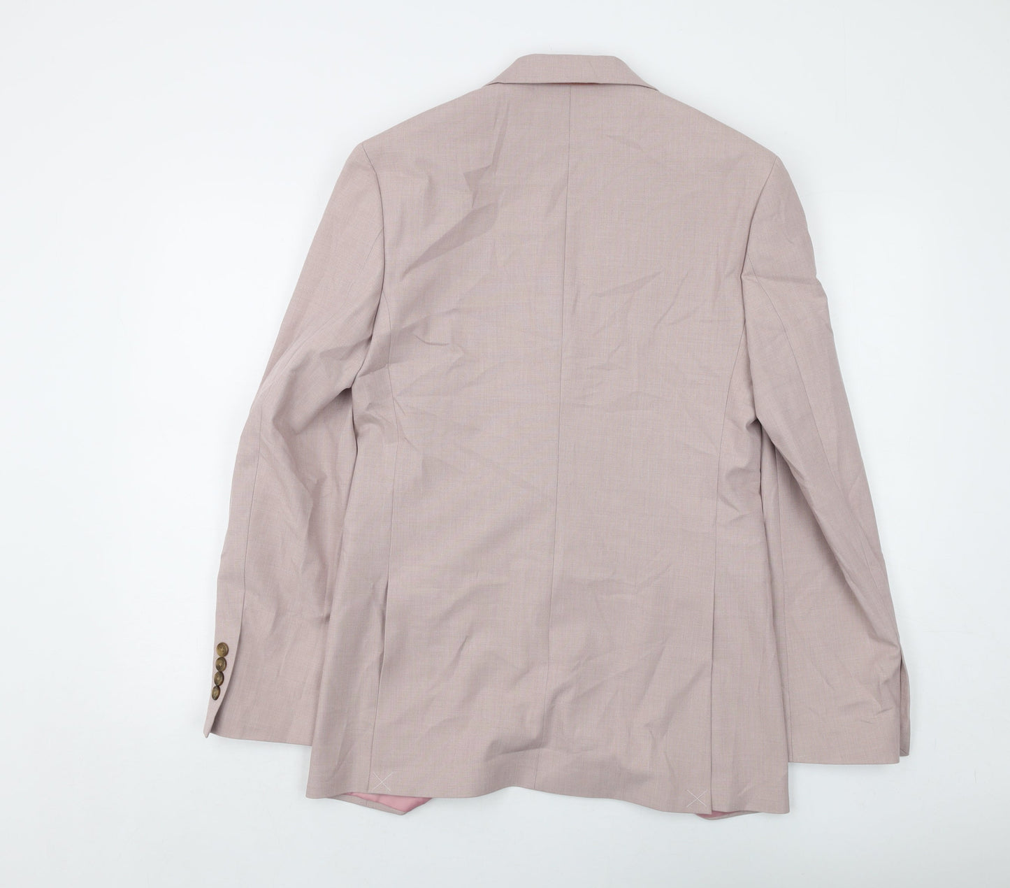 Marks and Spencer Mens Pink Polyester Jacket Suit Size 36 Regular