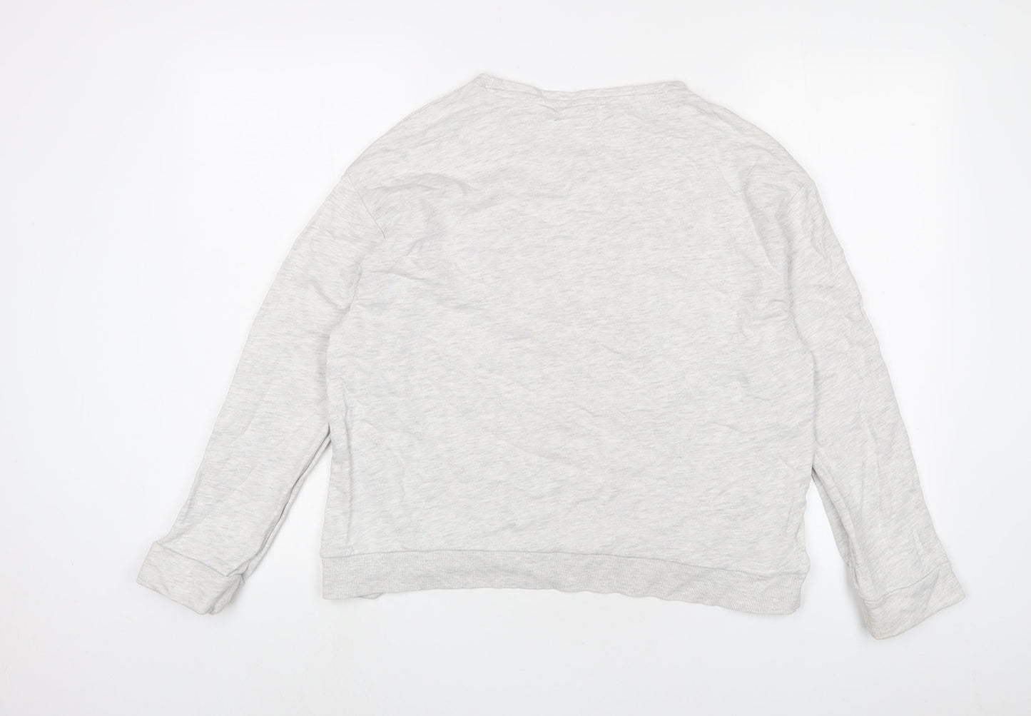 Mango Womens Grey Cotton Pullover Sweatshirt Size L Pullover - Embroidered
