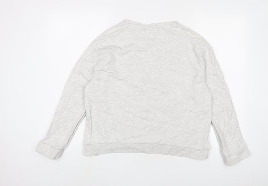 Mango Womens Grey Cotton Pullover Sweatshirt Size L Pullover - Embroidered
