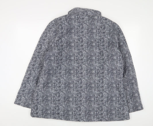 Anne De Lancay Womens Grey Geometric Jacket Size M Button